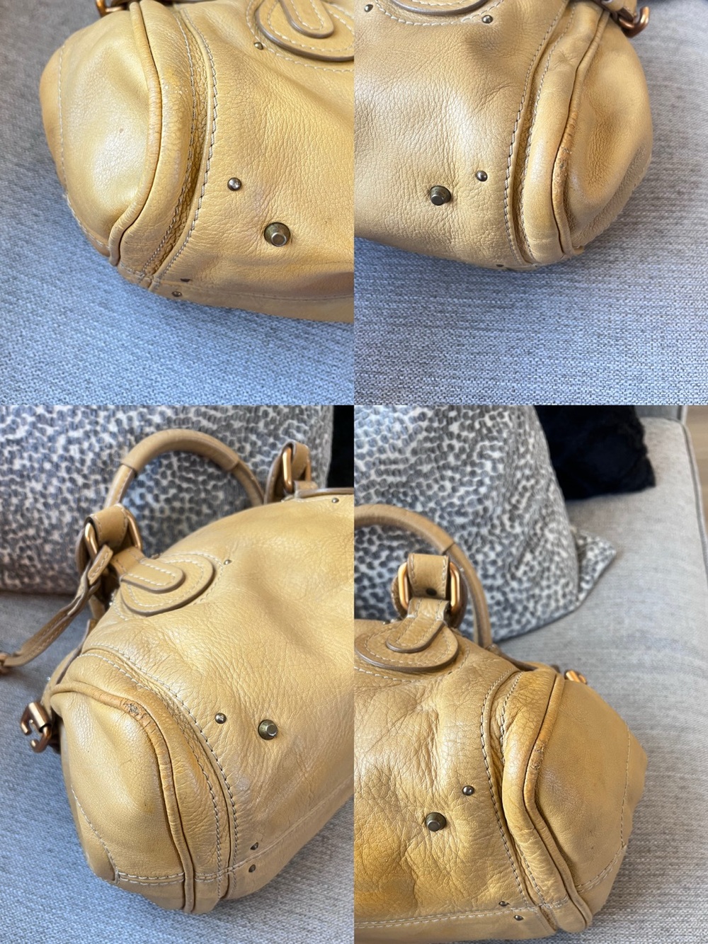 Chloe Paddington Tan Beige Mustard Leather Handbag with Gold Accents - Picture 15 of 16